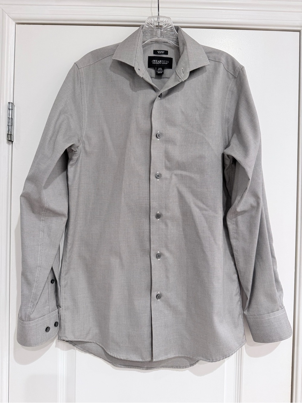 Men’s Gray Dress Shirt - Classic Long Sleeve Kenneth Cole
